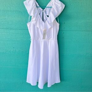 LUCY PARIS WHITE COTTON RUFFLE COQUETTE KNEE LENGTH DRESS SIZE 12 NWT